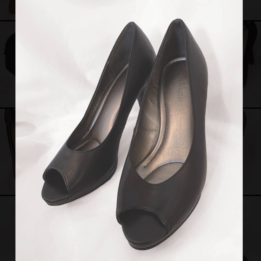Black Peep Toe Kelley and Katie Heels